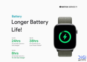 تصویر مشخصات باتری اپل واچ سری ۱۱ همراه با تصویر اپل واچ 