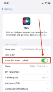 نتظیمات آیفون برای siri